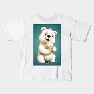 Cute Polar Bear Eating A Ice Cream Kids T-Shirt